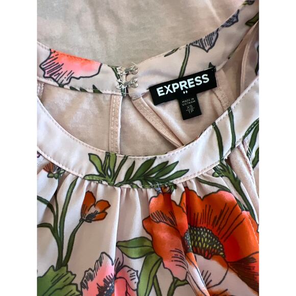 Express Floral Print Racerback Halter Keyhole Summer Top XS - Picture 3 of 5